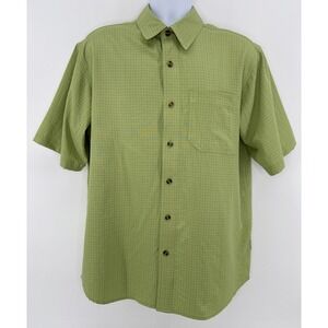 Royal Robbins Hiking Shirt Mens L Short Sleeve Green Check Travel Outdoor